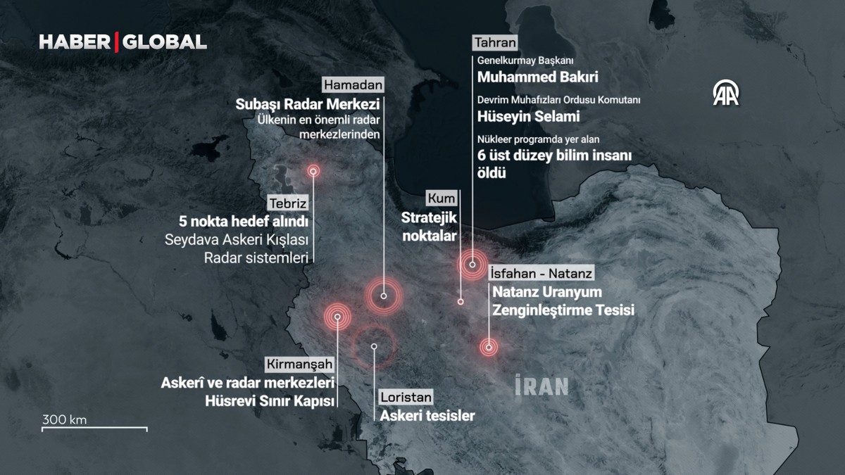 İsrail’in "Yükselen Aslan" operasyonunda İran'da saldırdığı stratejik noktalar