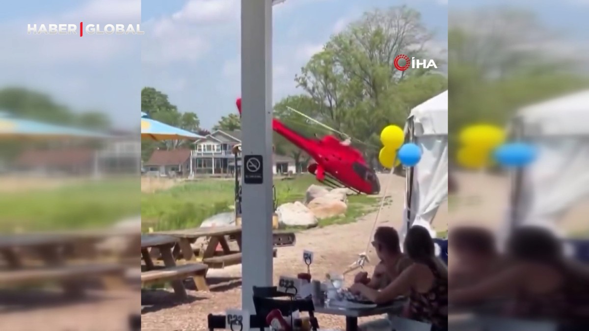 ABD'de iniş yapmaya çalışan helikopter yan yattı