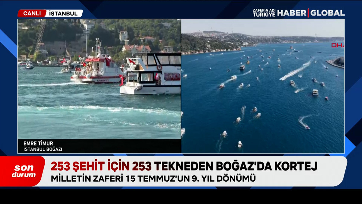 İstanbul Boğazı'nda 15 Temmuz korteji