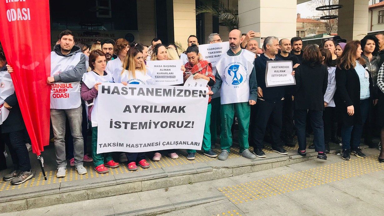 Taksim Eğitim ve Araştırma'da 'Cerrahpaşa' protestosu