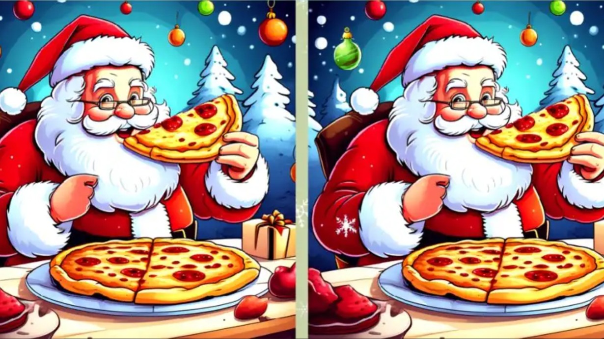 Pizza yiyen iki Noel Baba arasındaki 3 farkı sadece yüksek IQ'su olanlar 14 saniyede buluyor