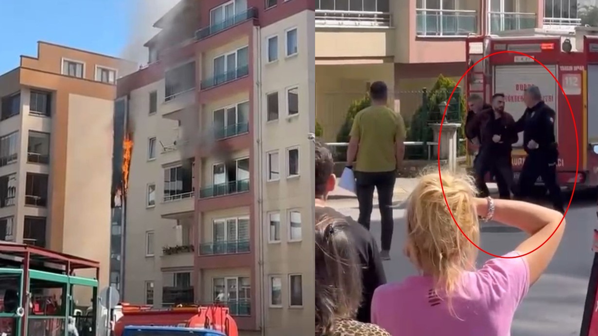 Evini kundakladı, yangını izlerken yakalandı