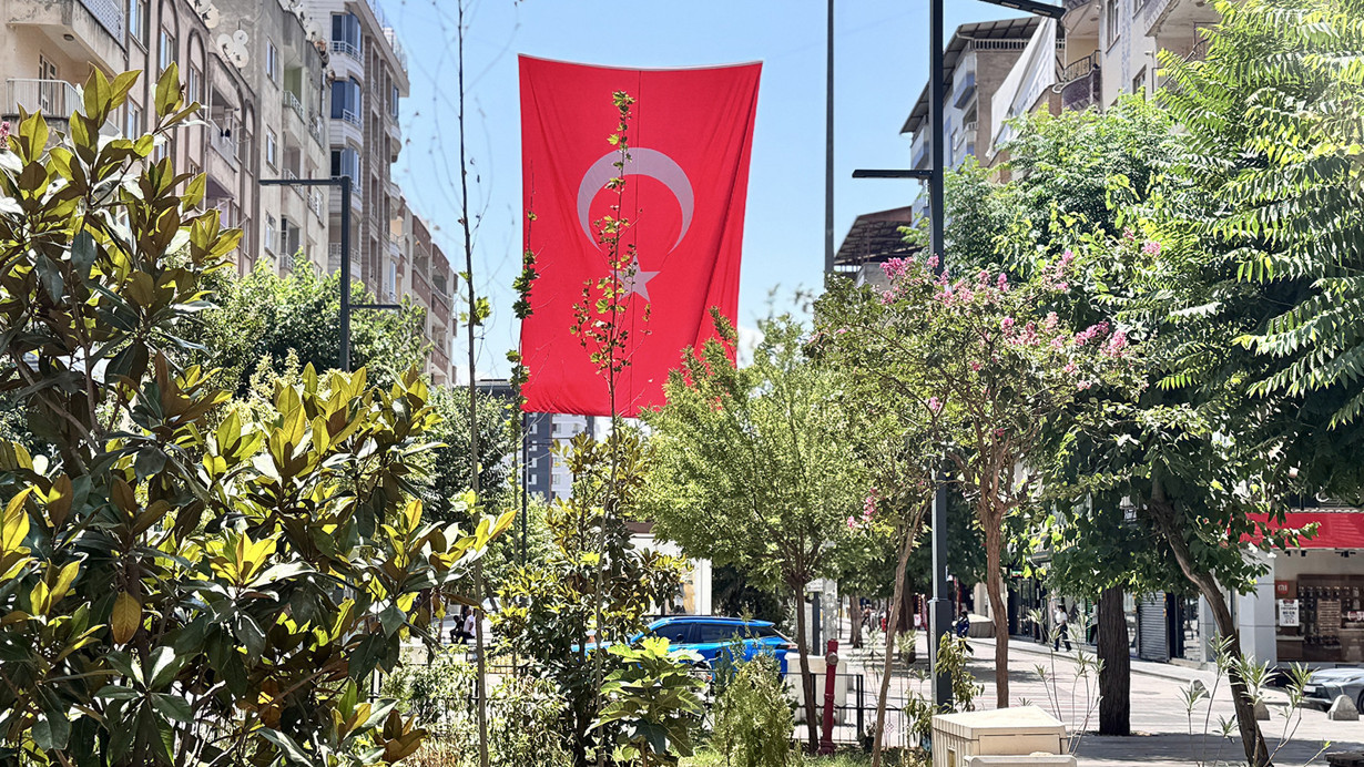Siirt'te kamu binalarına ve caddelere "Terörsüz Türkiye"ye destek için Türk bayrakları asıldı