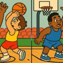 Topu potaya atmaya çalışan iki basketbolcu arasındaki 3 farkı sadece dâhiler 14 saniyede buluyor