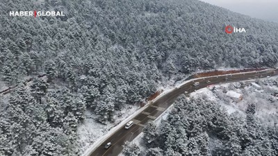 İstanbul'da etkili olan kar yağışının ardından Aydos Ormanı beyaza büründü