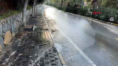 Bodrum'da isale hattı patlaması: Tonlarca su boşa aktı