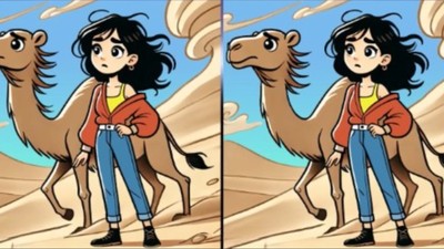 Kum fırtınasında devesiyle yürüyen iki kız arasındaki 3 farkı sadece gerçek dâhiler 12 saniyede buluyor