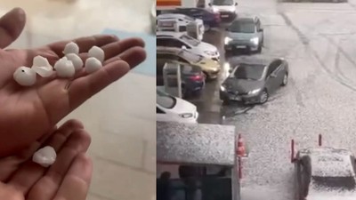 Ankara'ya fındık büyüklüğünde dolu yağdı
