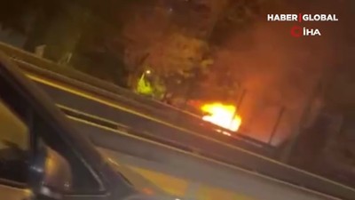Şişli'de hareket halindeki otomobil alevler içinde kaldı 