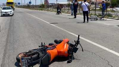 Aksaray'da motosikletin çarptığı bisikletli ağır yaralandı