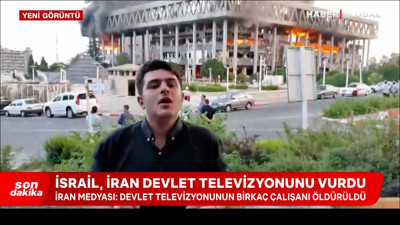 Bombalanan İran Devlet Televizyonu binası alevler içinde