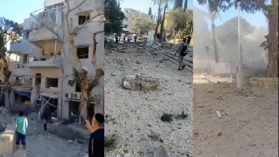 İran, ABD saldırısının ardından İsrail'i vurdu! Büyük yıkım böyle görüntülendi