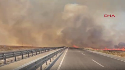 Edirne'de anız yangını! Kara yolu kapatıldı