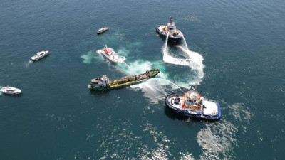 İstanbul Ambarlı açıklarında tanker yangını