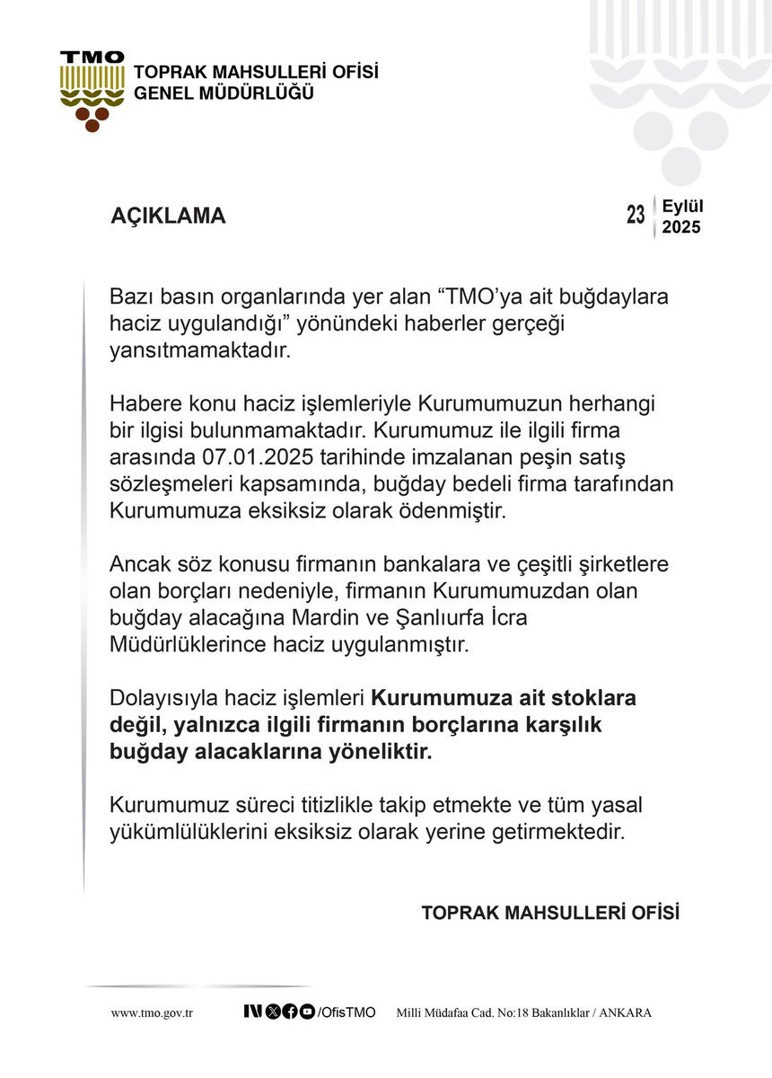 TMO'dan haciz iddialarına yanıt - Resim : 1