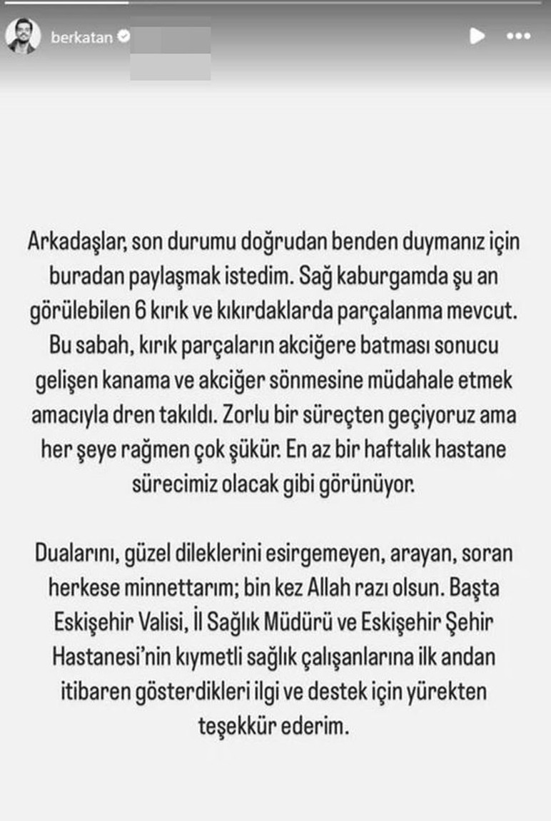 Kaza geçirmişti... Berk Atan'dan sağlık durumu hakkında üzen açıklama - Resim : 2