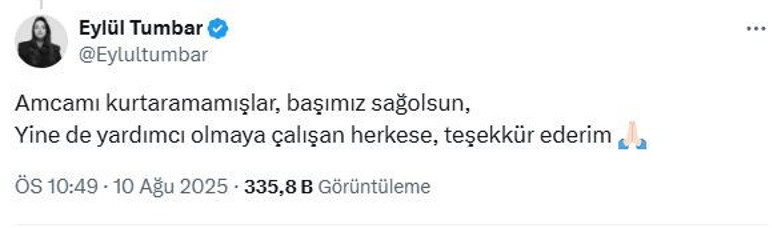 Eylül Tumbar Balıkesir depreminde amcasını kaybetti