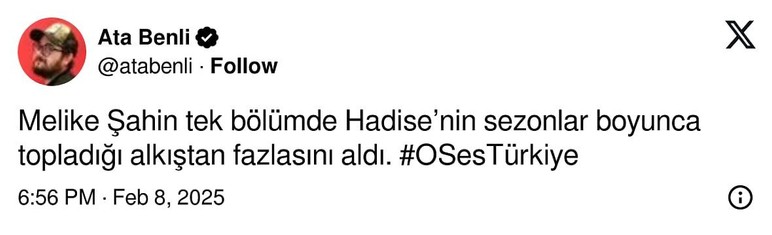 Melike Şahin'e O Ses Türkiye seyircisinden tam not! 'Hadise'den daha iyi' - Resim : 2