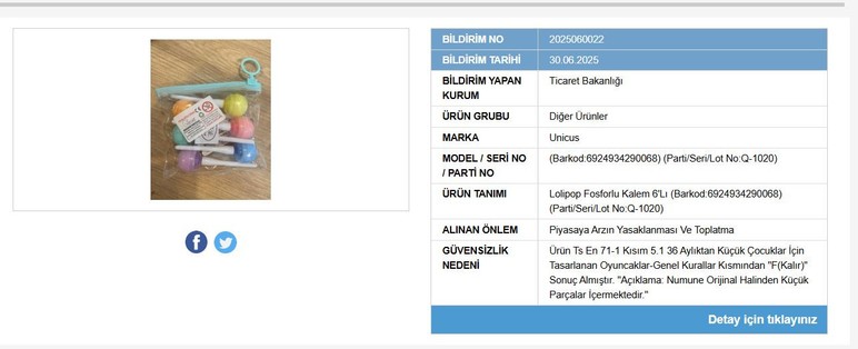 Ticaret Bakanlığı'ndan lolipop desenli kalemler için toplatma kararı - Resim : 1