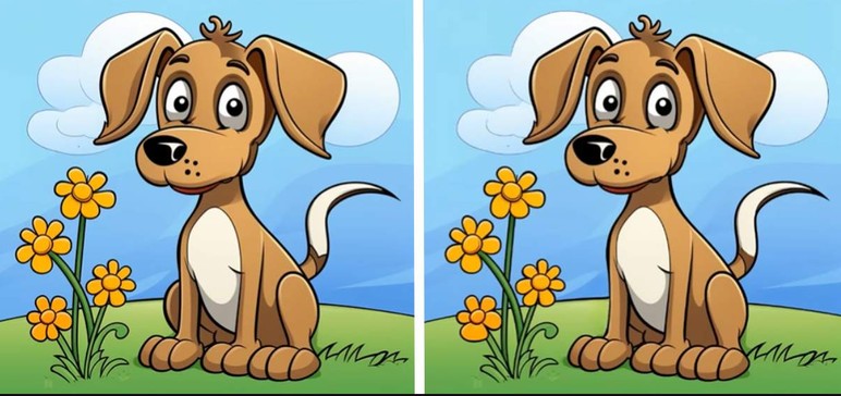 Çiçeklerin yanında duran iki köpek arasındaki 3 farkı sadece dâhiler 14 saniyede bulmayı başarıyor - Resim : 1