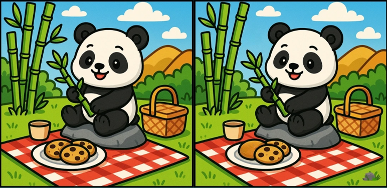Kendi başına piknik yapan iki panda arasındaki 3 farkı sadece yüksek IQ'su olanlar 14 saniyede buluyor - Resim : 1