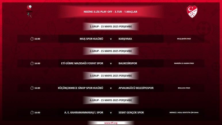 3. Lig Play-Off 3. Tur programı belli oldu - Resim : 1