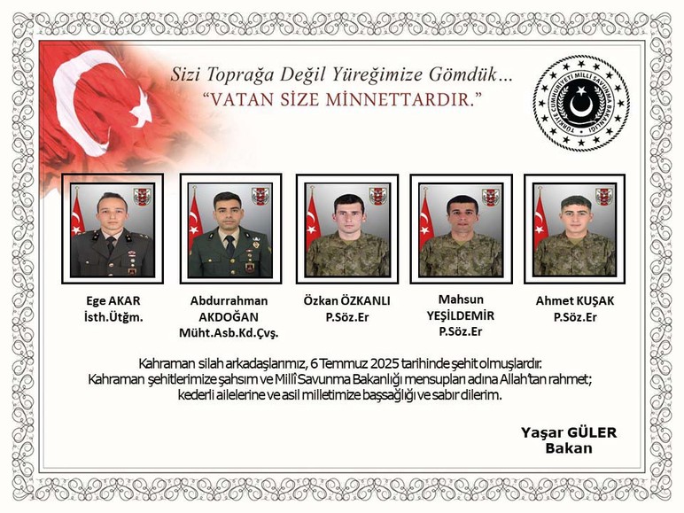 5 şehidin baba ocağına ateş düştü! - Resim : 1