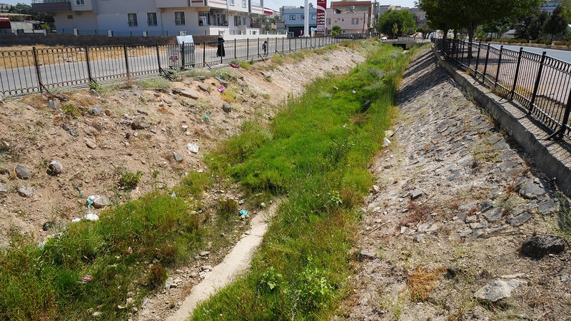 Kilis'te temizlemenyen dere tehlike saçıyor! Yosunlar, biriken çöpler, kırılan korkuluklar...