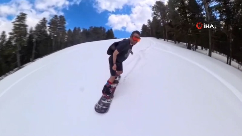 Bahar ortasında snowboard keyfi