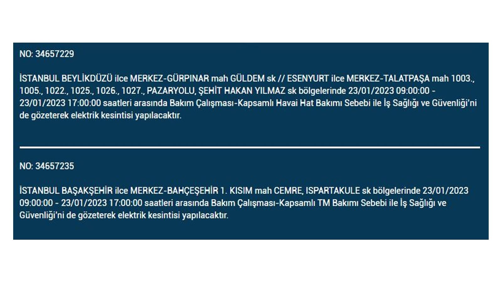 İstanbul'da elektrik kesintisi! BEDAŞ 23 Ocak Pazartesi elektrik kesintilerinin yapılacağı ilçeleri açıkladı! İşte 'elektrik kesintisi' yaşayan ilçeler - Resim: 22