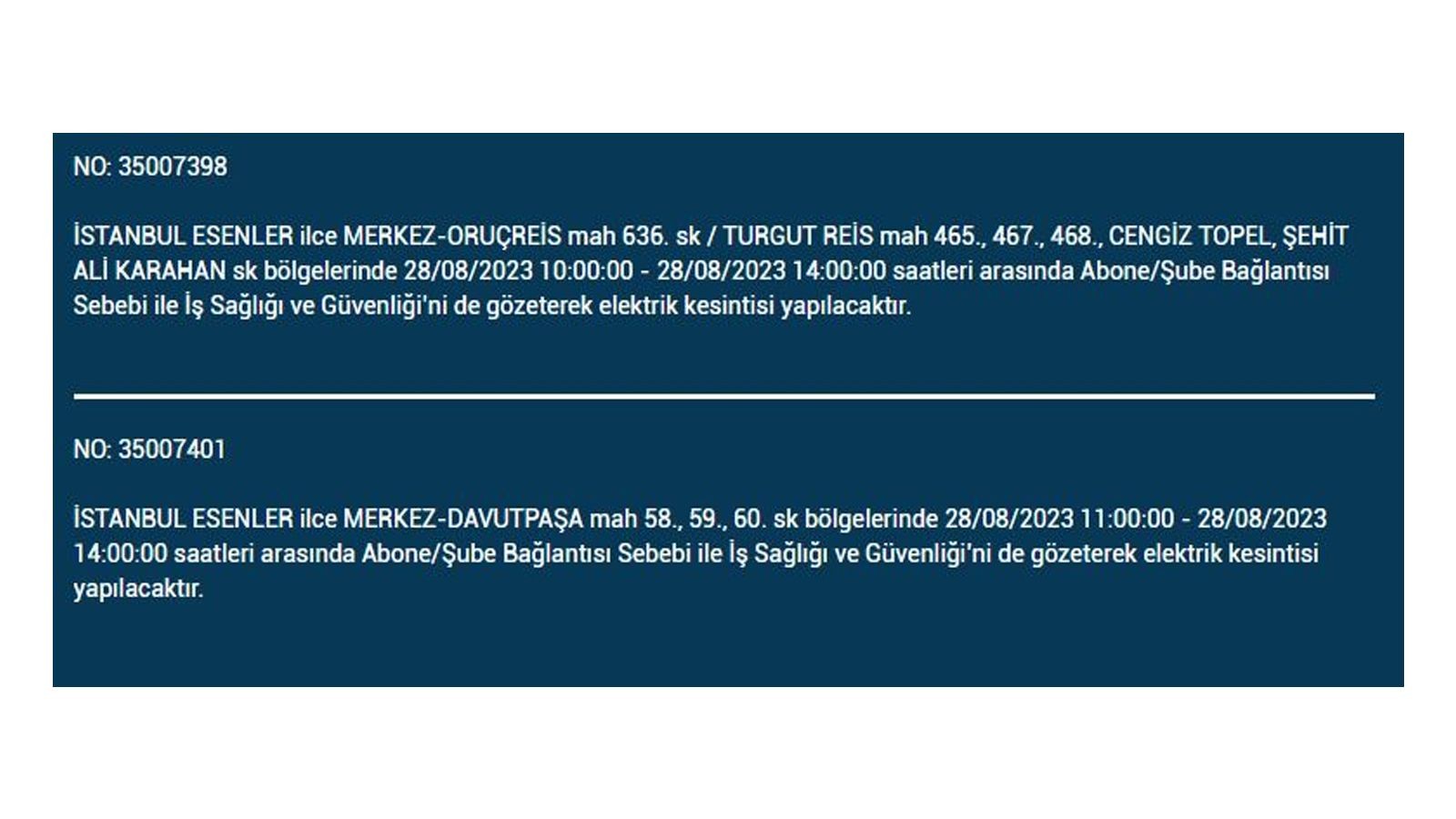 İstanbul'da elektrik kesintisi! BEDAŞ 28 Ağustos Pazartesi elektrik kesintilerinin yapılacağı ilçeleri açıkladı! İşte 'elektrik kesintisi' yaşayan ilçeler - Resim: 12