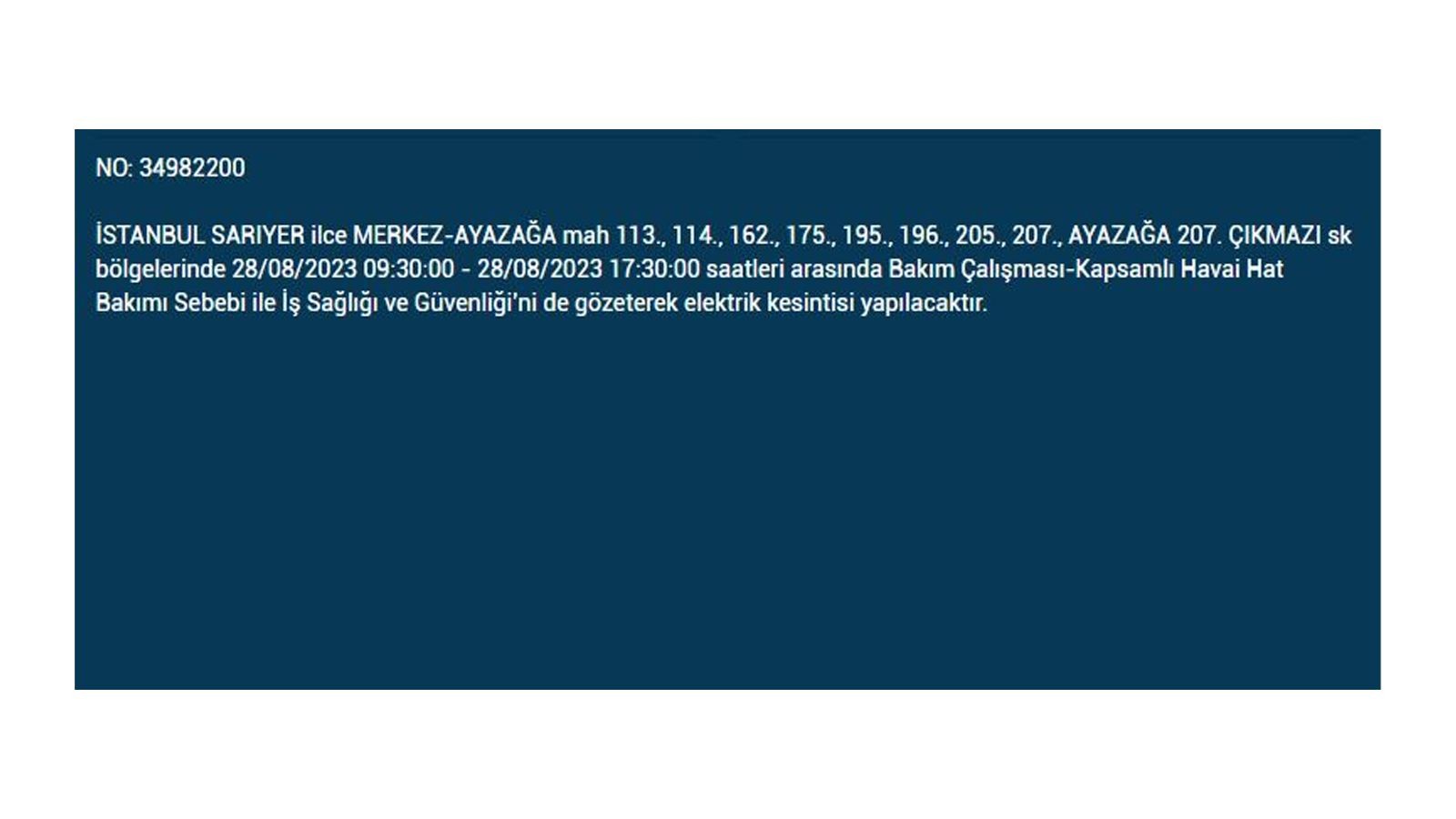 İstanbul'da elektrik kesintisi! BEDAŞ 28 Ağustos Pazartesi elektrik kesintilerinin yapılacağı ilçeleri açıkladı! İşte 'elektrik kesintisi' yaşayan ilçeler - Resim: 19