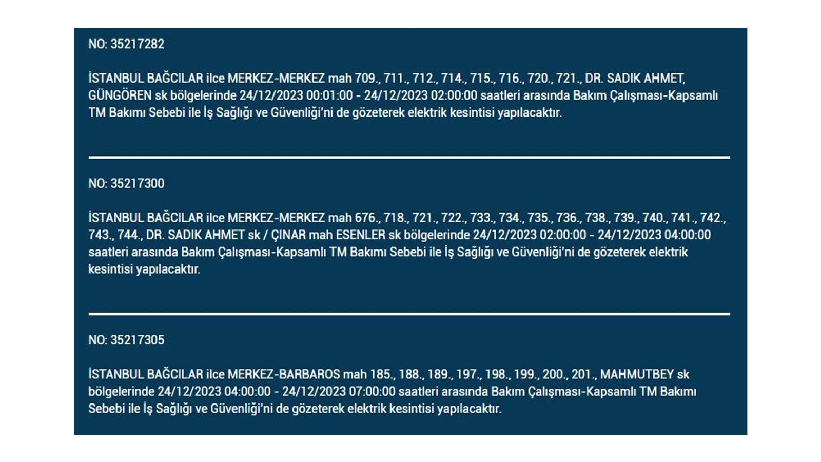 İstanbul'da elektrik kesintisi! BEDAŞ 24 Aralık Pazar elektrik kesintilerinin yapılacağı ilçeleri açıkladı! İşte 'elektrik kesintisi' yaşayan ilçeler - Resim: 5