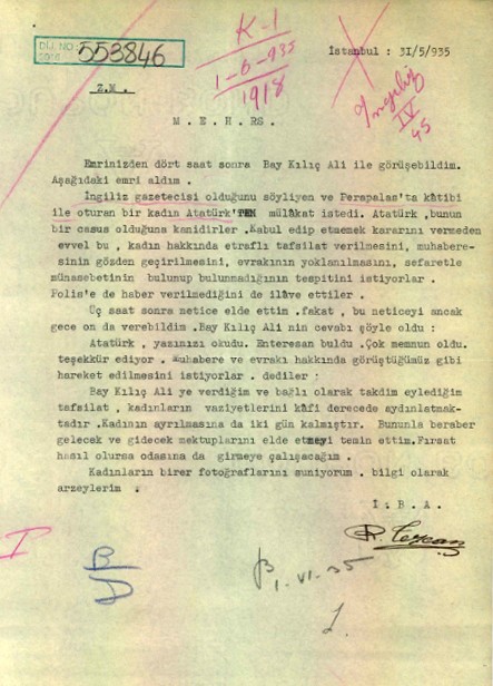 MİT Atatürk'ün İngiliz Gazeteci ile ilgili raporunu paylaştı! İşte İngiliz kadın hakkındaki araştırma - Resim : 1