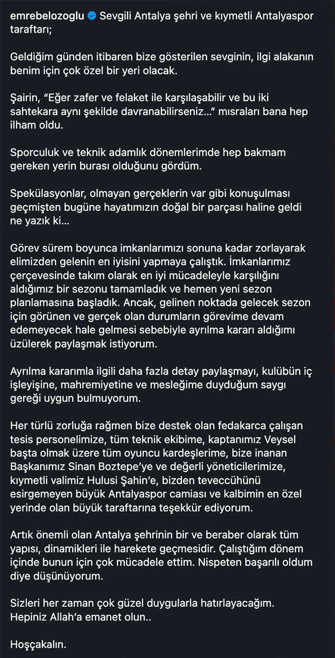 Emre Belözoğlu, Antalyaspor'dan ayrıldı - Resim : 1