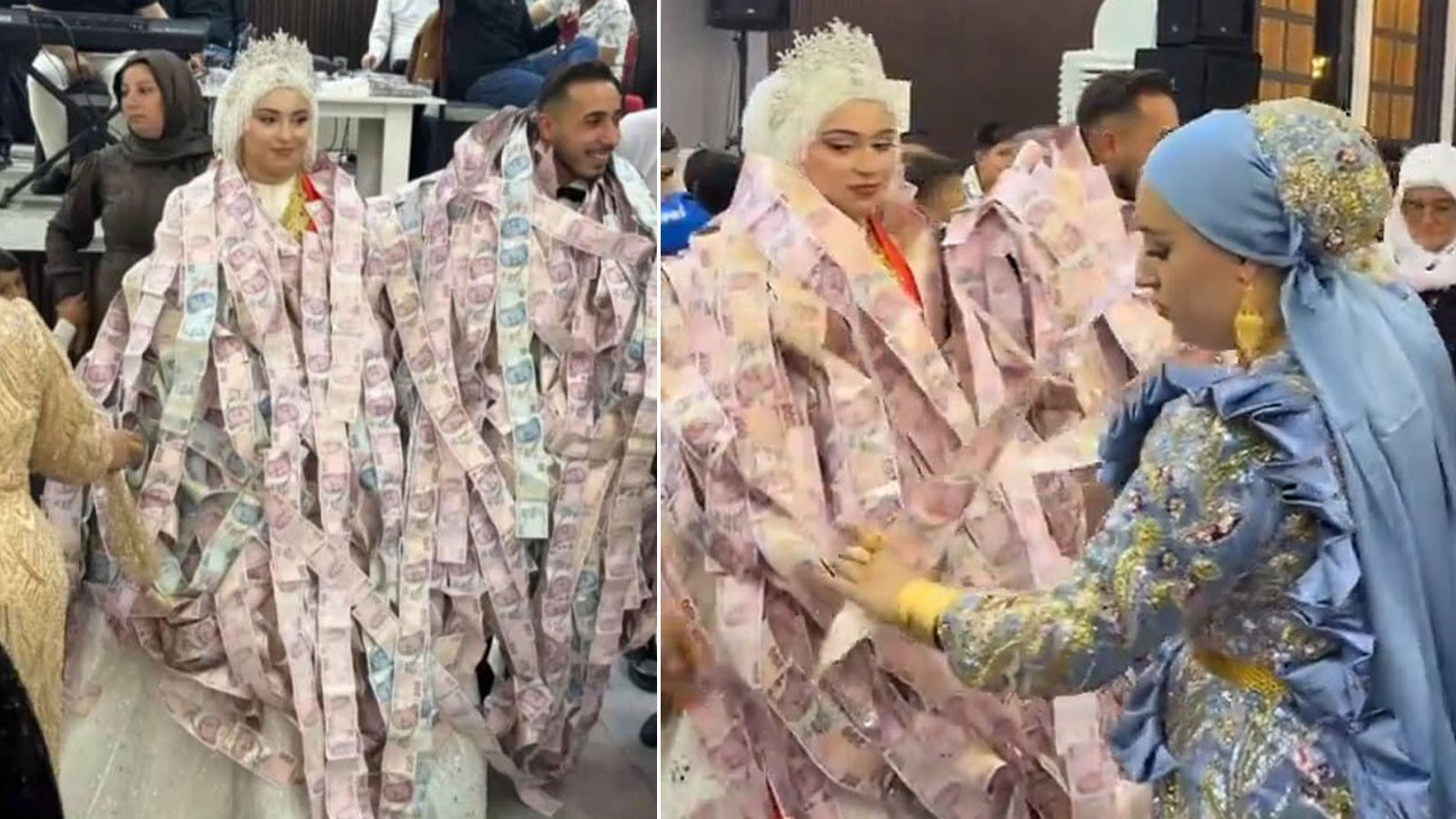 Mardin’de damat ve gelin paraların içinde kayboldu! Kilolarca altın takıldı