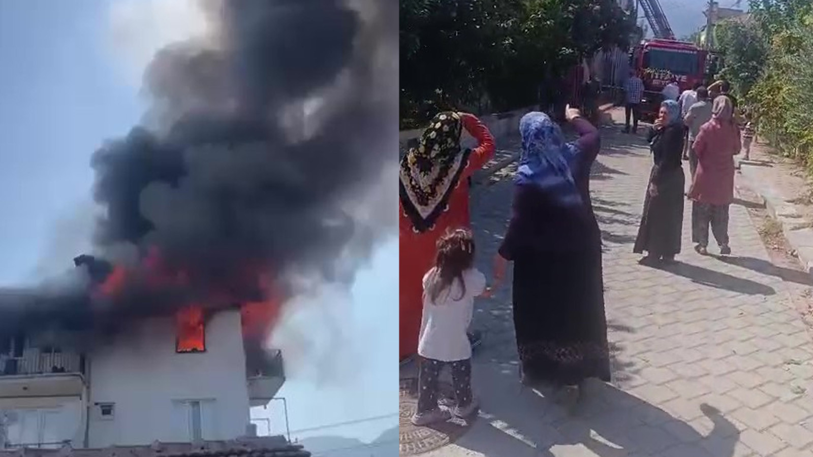 Yanan evdeki çocuklarını kurtarmak için alevlerin arasına daldı